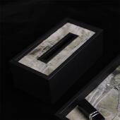 现302代纸简约黑色皮肌理巾盒客厅卧桌室茶几面装 饰革抽纸盒