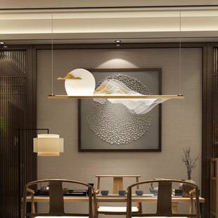 餐厅灯简约长条风景色茶禅意餐水桌灯新133中式室山茶桌灯吊具厂