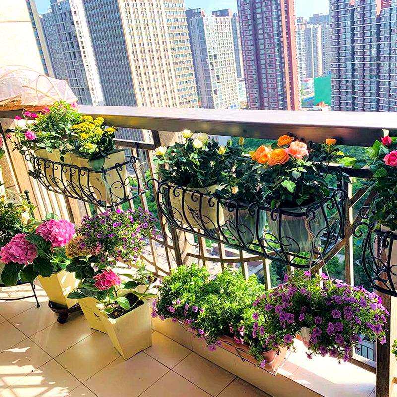 欧式阳台栏杆花架铁艺护栏悬挂式多肉架花盆架客厅室内壁挂花架子