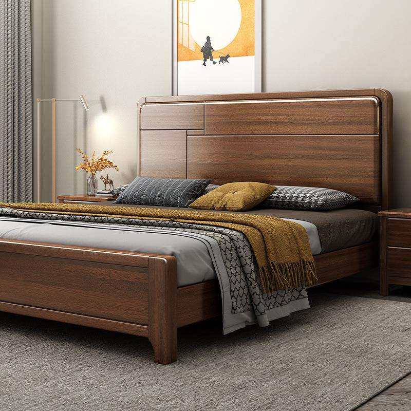 现代中式胡桃木床简约实木床1.5m1.8米单双人床主卧高箱储物婚床,电子元器件市场,其它元器件,淘宝优惠券,粉丝福利购,淘宝优惠卷