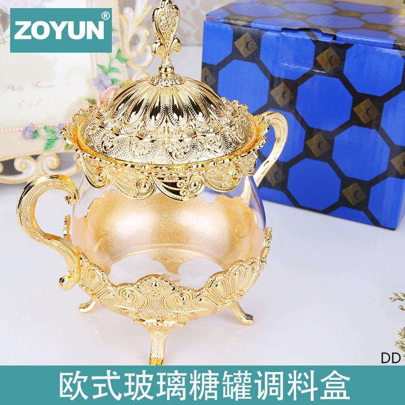 家用欧式轻奢调味盒创意雕花储糖罐酒店咖啡厅方糖盒烧烤调味料罐
