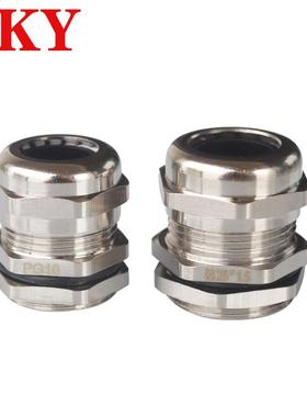 PG7金属电缆防水接头11铜镀镍PG9电线固定头连接器PG13.5电缆接头