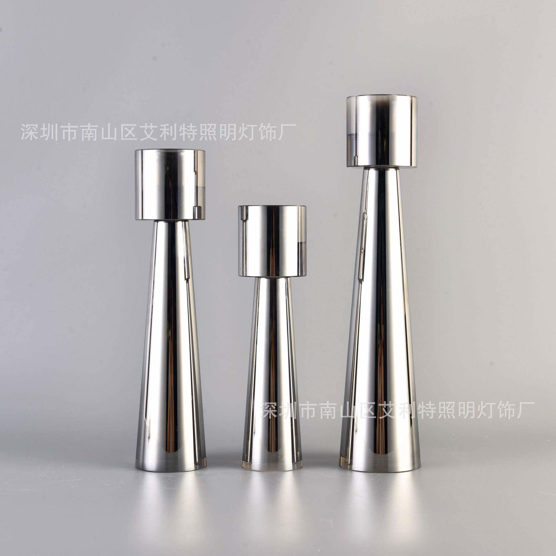 简约欧式银色水晶烛台装饰品摆件美式样板房餐边桌玄关工艺品摆设