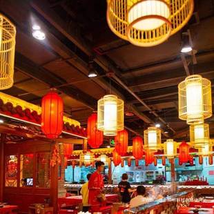 中式火锅店传统灯笼谭鸭血老火锅竹艺吊灯餐厅饭店农庄红灯笼