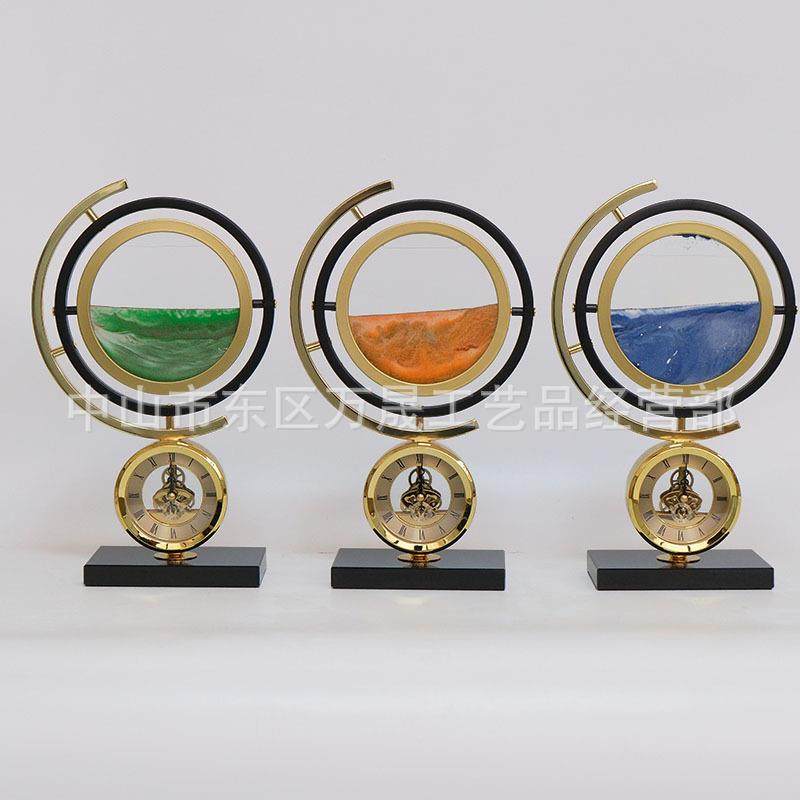 时钟流沙画摆件轻奢高级感办公室客厅酒柜电视柜沙漏家居软装饰品