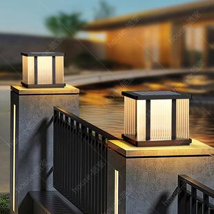 太阳能庭院柱头灯防水户外门头门柱别墅柱子墙头景观灯大门围墙灯