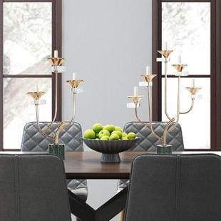 烛光晚餐道具金色铁艺欧式简约餐桌烛台家用装饰轻奢华烛台摆件