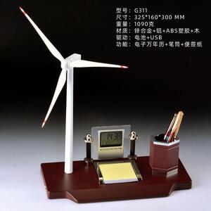 太阳能风车风力发电模型摆新奇创意拼装金属大小号办公桌摆件