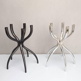 新中式金属五头烛台样板房书房客厅餐厅电视柜玄关软装饰品摆件