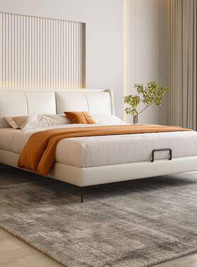 极简床1.5米现代简约皮床双人1.8x2米主卧大床北欧皮床储物床皮床