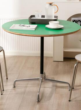 奶茶店不锈钢方桌家用小户型中古绿色网红北欧餐厅圆形餐桌工厂