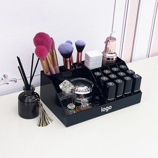 简约亚克力桌面口红收纳盒倾斜ins风阶梯唇釉香水一体分类整理架