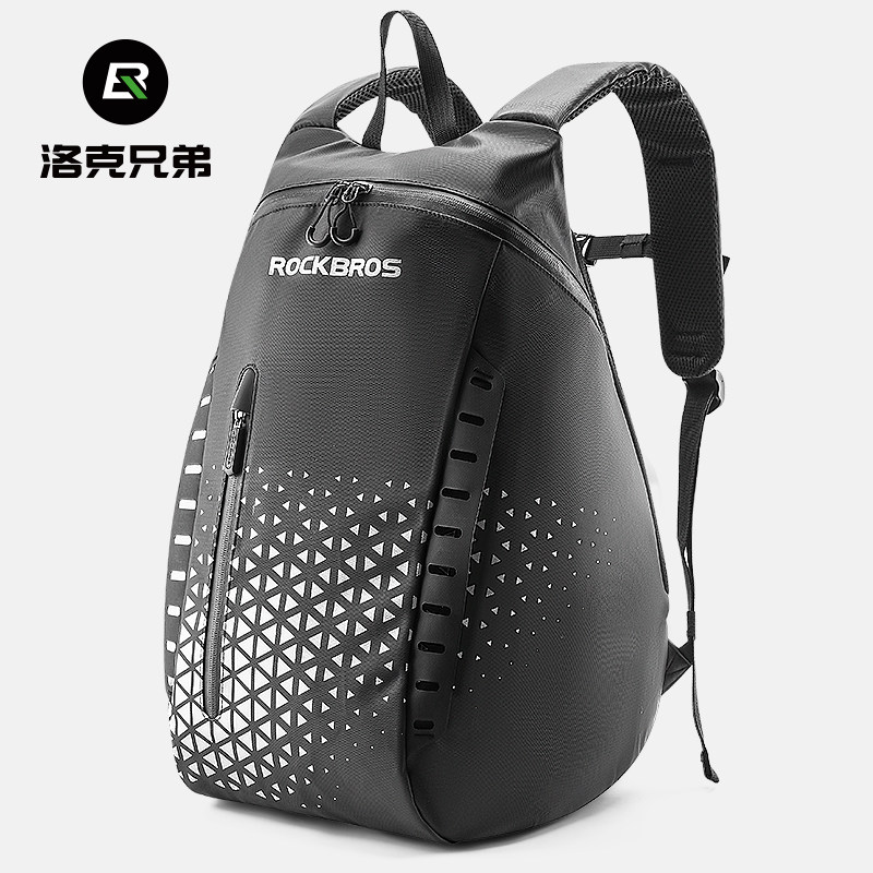洛克兄弟摩托车头盔包机车背包收纳袋置物兜反光大容量通勤骑行包