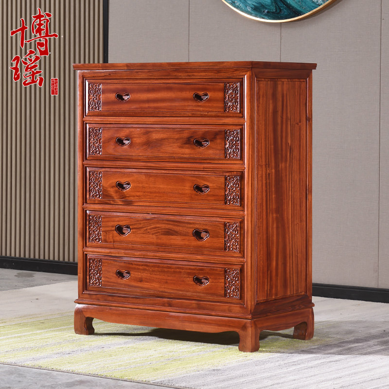 香樟木五斗柜抽屉柜中式家具实木卧室收纳柜子储物柜素面六斗橱柜