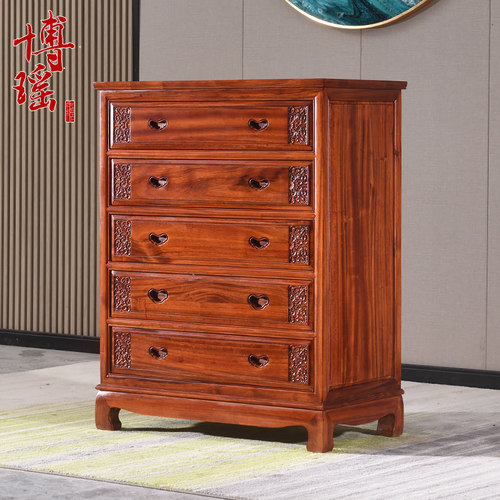 香樟木五斗柜抽屉柜中式家具实木卧室收纳柜子储物柜素面六斗橱柜