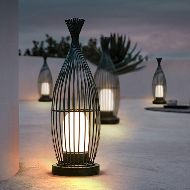 鱼尾落地灯不锈钢户外防水中式园林景观灯日式花园别墅民宿草坪灯