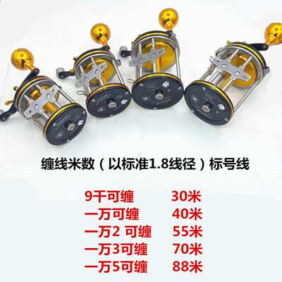 明洋渔轮鼓轮9000黑金六点离心可视锚鱼鼓轮1000012000015000锚钓