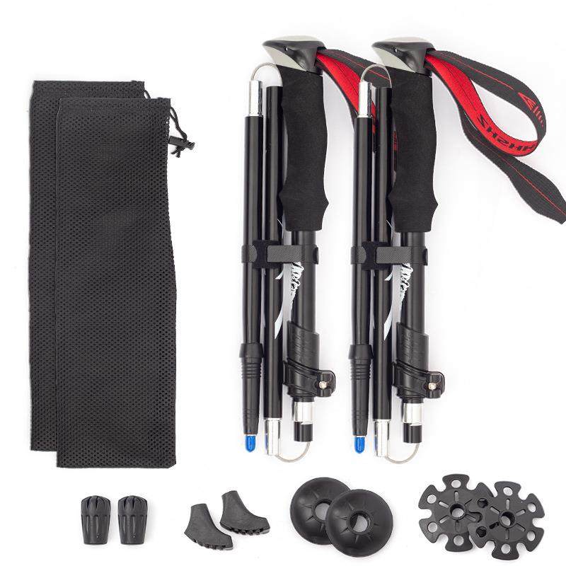 跨境登山杖铝合金折叠五节超短伸缩户外手扙徒步爬山拐棍,标准件/零部件/工业耗材,车间地垫,淘宝优惠券,粉丝福利购,淘宝优惠卷