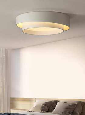 吸顶灯现代简约创意LED卧室灯温馨浪漫圆形书房灯大气圆中圆灯具