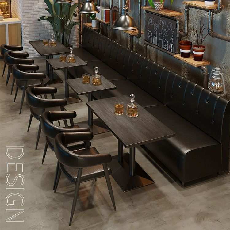 网红酒吧KTV卡座沙发奶茶店桌椅复古酒馆咖啡西餐厅卡座靠墙沙发