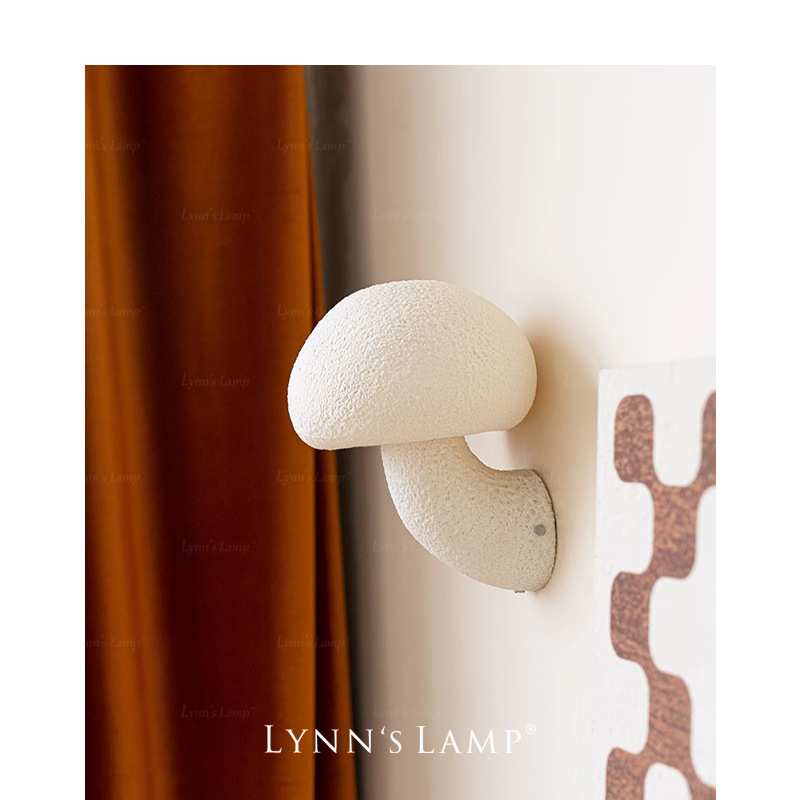 Lynn's立意 蘑菇中古小壁灯 户外奶油卧室过道北欧设计师阳台灯