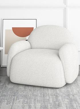 休闲白色懒人沙发轻奢单人沙发椅子卧室布艺沙发客厅小户型网红款