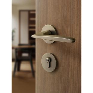 青古铜色卧室门锁房间静音磁吸分体仿古房门锁复古室内木门门把手