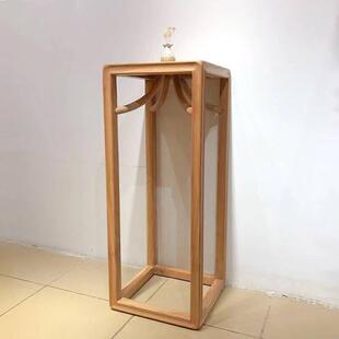 榆木花架实木客厅室内落地架简易中式木质复古庭院原木禅意家居