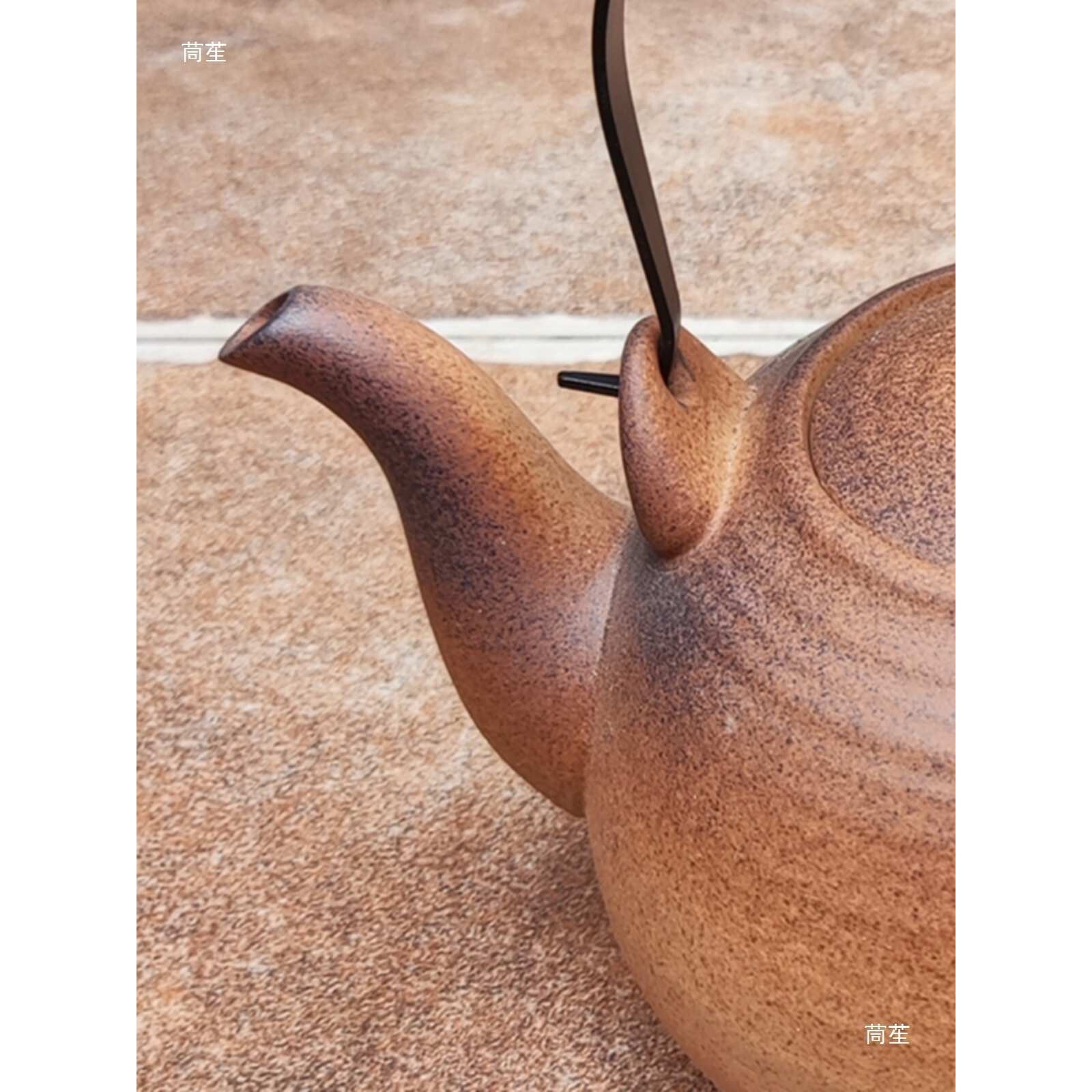 粗陶白泥壶陶瓷耐高温围炉煮茶陶泥烧水壶煮黑茶煮水泡茶提梁壶