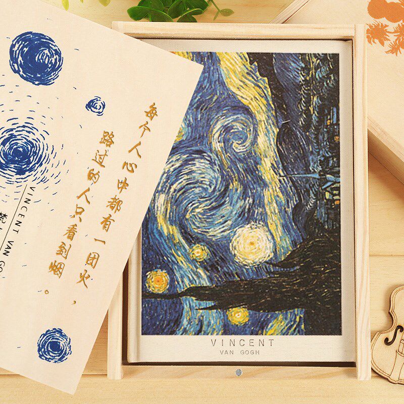 刻字笔记本diy定制小清新彩页记事本木盒装日记本创意布面手帐本