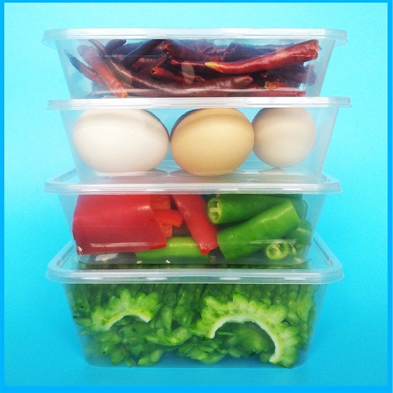 750ml一次性长方形塑料饭盒保鲜盒pp打包盒环保餐盒快餐盒黑色