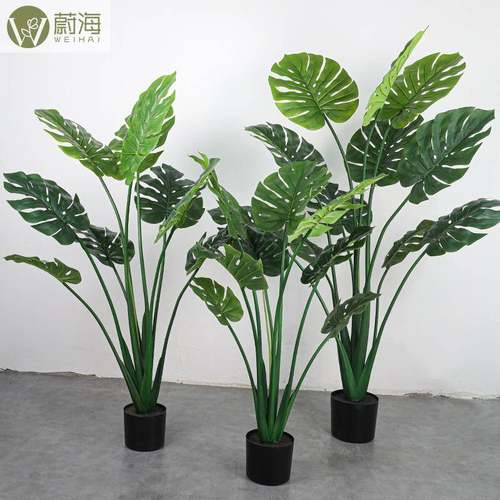 仿真树绿植龟背叶盆景盆栽植物假花家居装饰摆件室内落地人造假树