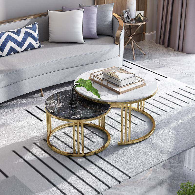 现代不锈钢茶桌客厅茶几大理石桌子饰面简约圆形高低组合子母茶几,纺织面料/辅料/配套,纺织机械配件,淘宝优惠券,粉丝福利购,淘宝优惠卷