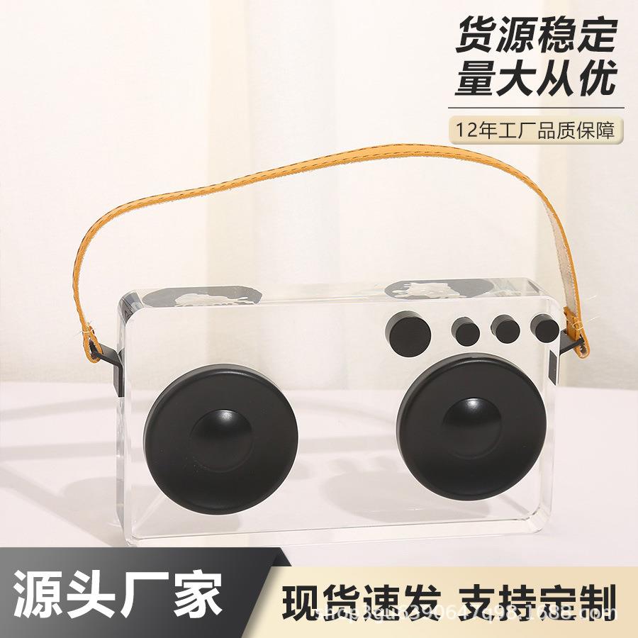 轻奢黑色水晶音响摆件客厅电视柜茶几玄关样板间酒店家居软装饰品
