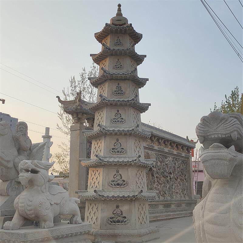 石雕佛塔青石花岗岩舍利塔报价景观寺院公园旅游景点多层石塔