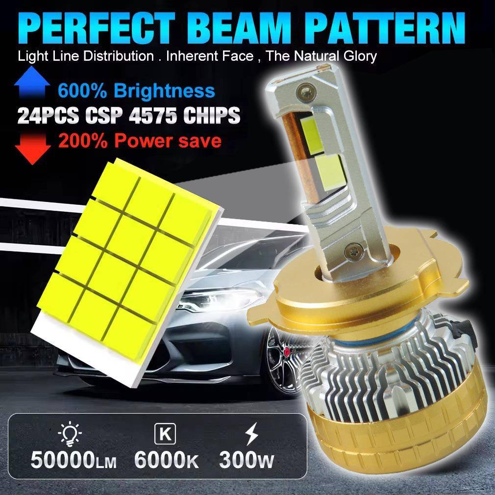 大功率三铜管300W汽车LED大灯车灯led车灯通用前照灯