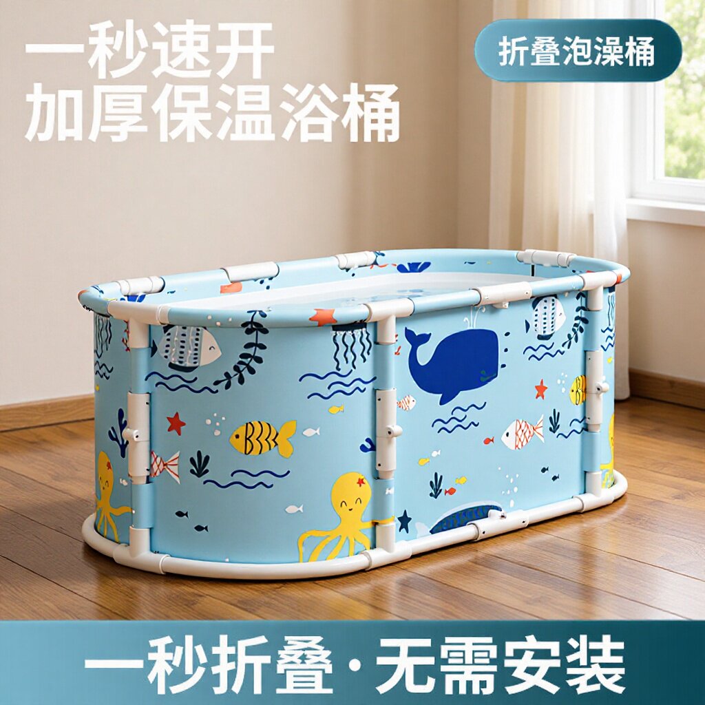 大人可折叠长方形泡澡桶成人免安装全身浴缸家用沐浴加厚大号浴桶