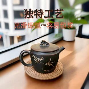 坭兴陶茶壶张振和省级大师原矿坭料纯手工制作宽口汉瓦工夫泡茶壶