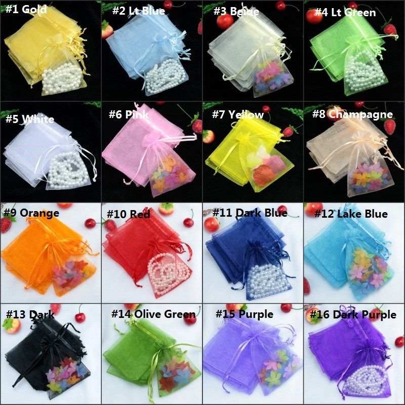 纯色欧根纱包装袋纱袋喜糖袋礼品束口袋抽绳收纳袋子透明雪纺纱袋