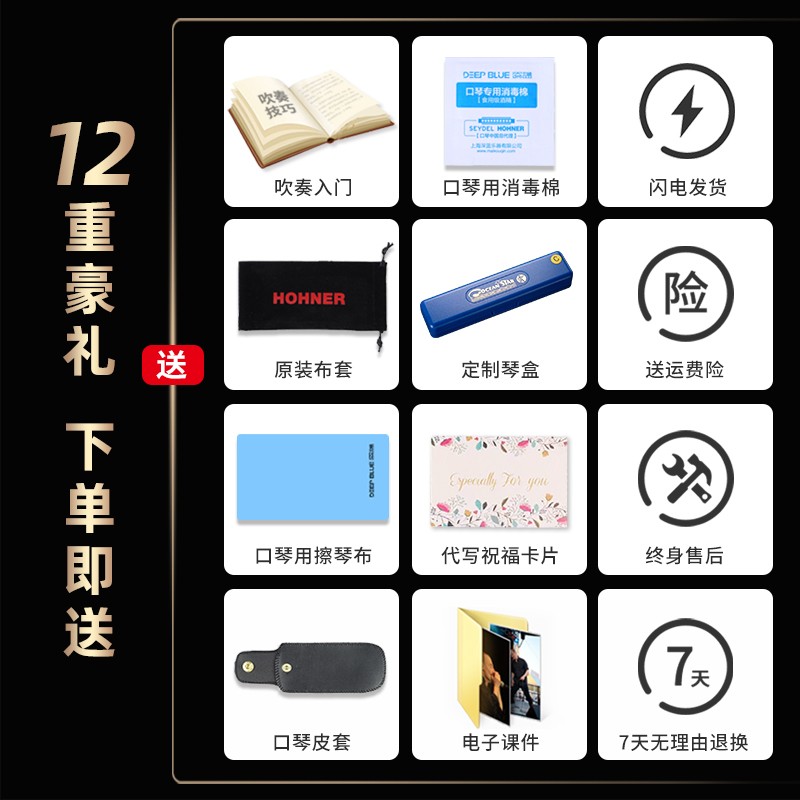 德国HOHNER和来24孔复音口琴初学者学生儿童