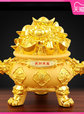 金色聚宝盆沙金聚财聚宝摆件开业乔迁送礼家居客厅装饰元宝储蓄罐