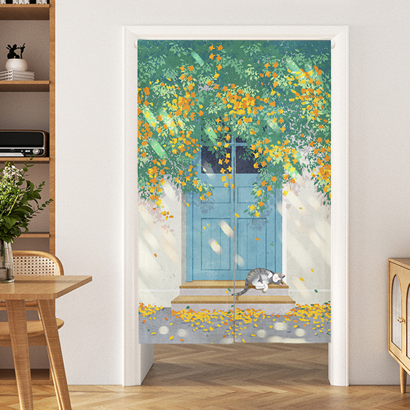 秋风日暖ins风布艺门帘隔断帘卧室厨房卫生间半帘挂帘2022年新款