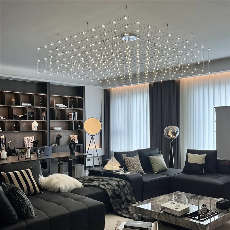 客厅主灯吊灯高级感满天星萤火虫光立方网红意式餐厅岛台吧台吊灯
