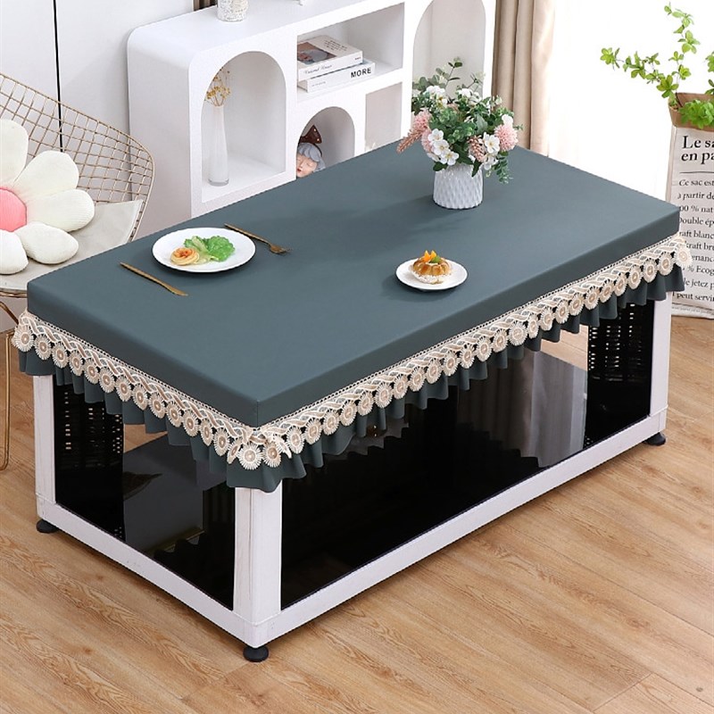 PU皮烤火桌防水防油皮罩长方形电炉茶几皮套电暖炉免洗桌布套桌垫