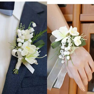 简约伴郎伴娘胸花结婚礼新郎新娘嘉宾男士西装男童礼服襟花仿真花