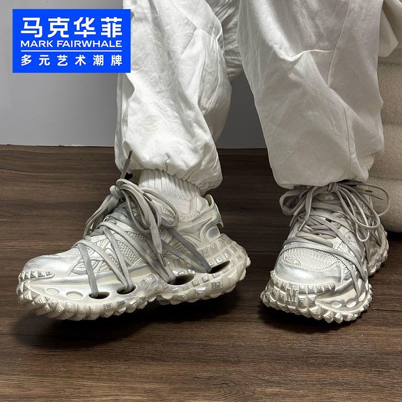 马克华菲轮胎鞋老爹鞋2025新款男女士增高运动鞋潮流纯色系带百搭
