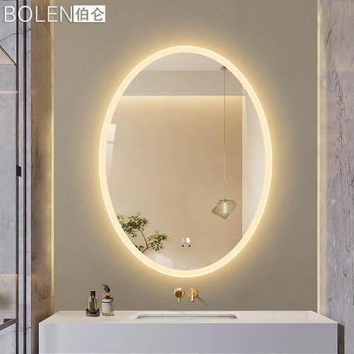BOLEN伯仑LED灯镜卫生间壁挂墙洗手台洗脸镜子悬挂椭圆浴室镜