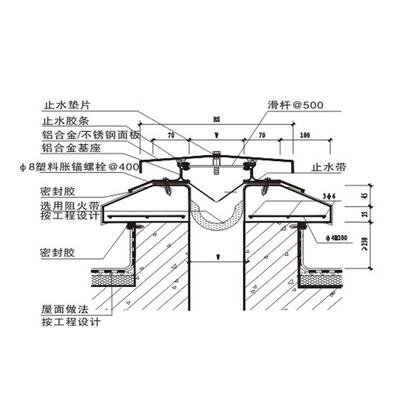 屋面变缝SR属M铝合金盖M板型屋面伸缩缝形金建筑吊顶SR876变形缝