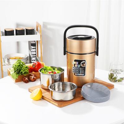 饭304不锈保温盒焖烧钢密封真空提锅三层便盒超SBY-0005大容量保