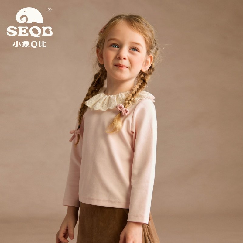 【SEQB小象Q比】2026年儿童娃娃领内搭针织衫长袖打底衫女童上衣,童装/婴儿装/亲子装,毛衣/针织衫,淘宝优惠券,粉丝福利购,淘宝优惠卷